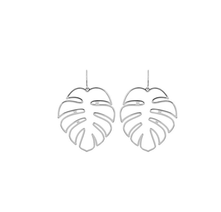 Bohemian Monstera Palm Tree Dangle Earrings For Women Gold Tropical Hollow Plant Leaves Big Earring Beach Brincos Gift