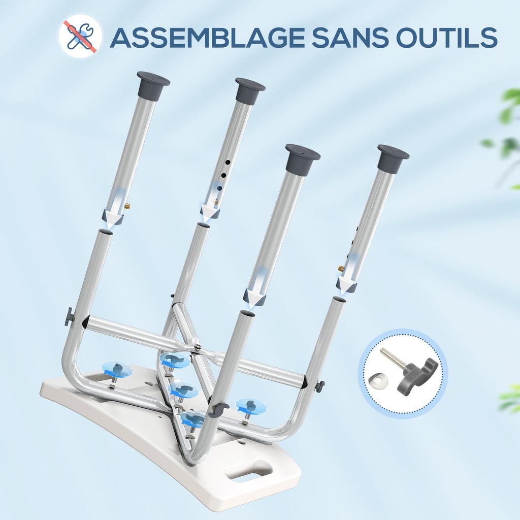 Shower stool shower chair - padded and adjustable seat, non-slip suction feet, grey aluminum