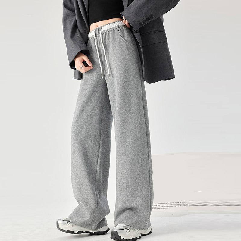 Damen Jogginghose mit weitem Bein, lockere, sportliche Freizeithose, Frühling, Herbst, Kordelzug, modisches Design, Jogginghose, hohe Taille, elastische Sporthose