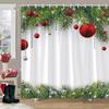 Christmas Theme Shower Curtain Winter Snow Christmas Tree Deer Rustic Wooden Panel Fabric Washable Shower Curtain Bathroom Decor