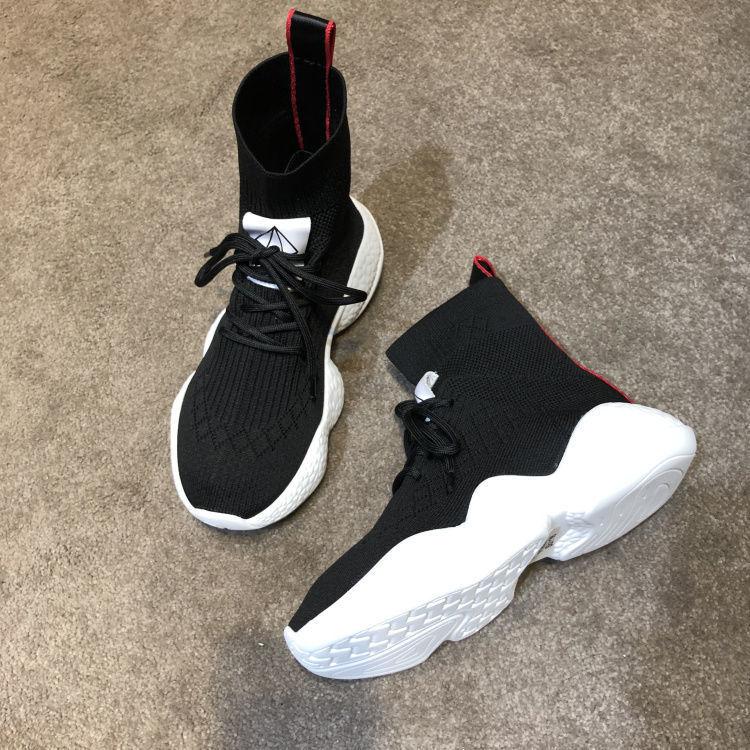 European station 2025 autumn high-top women's boots muffin thick-soled elastic Martin boots casual sports socks shoes short boots tide