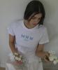 LETTER FROM MOON Triple Butterfly Embroidery Short Sleeve T-Shirt (White & Blue)