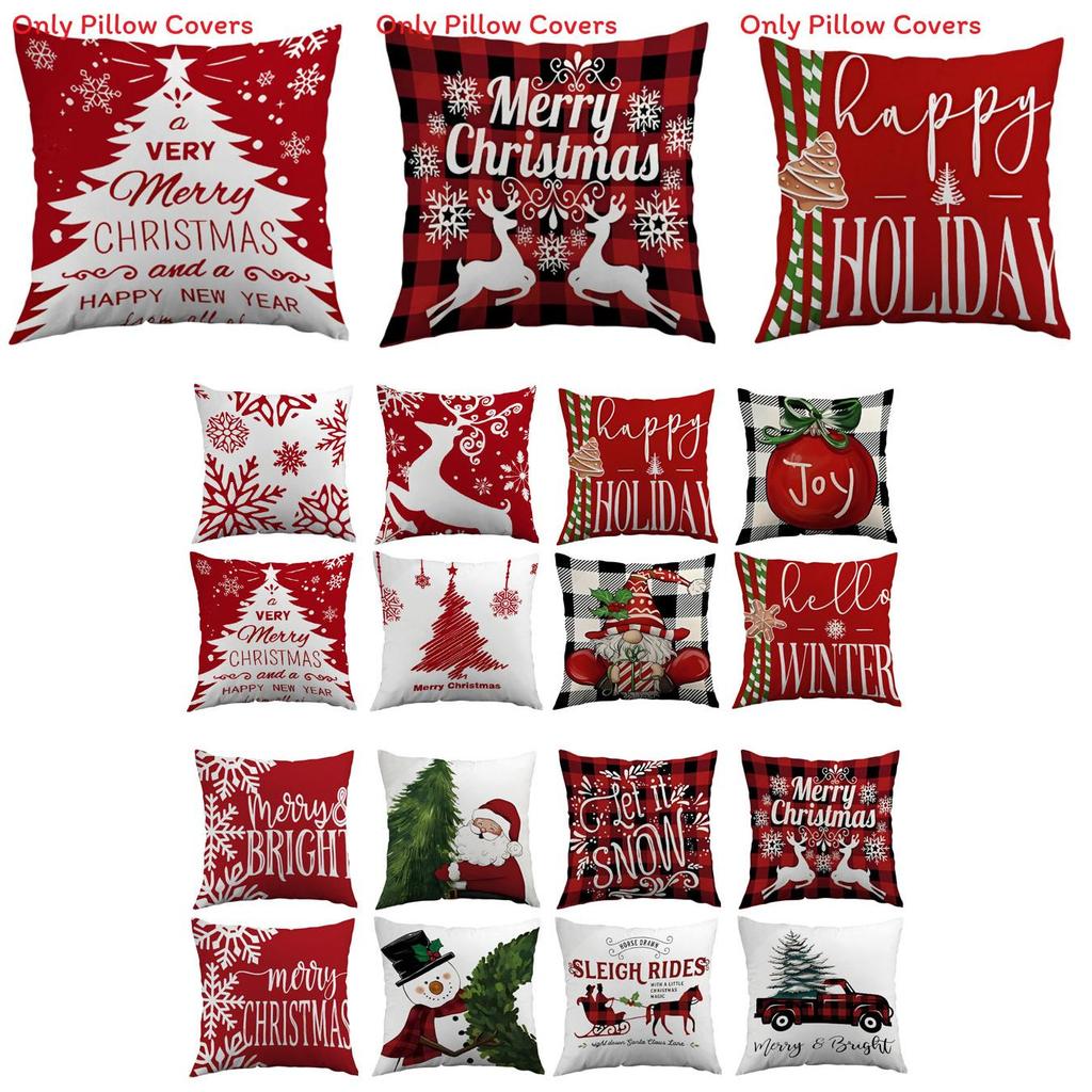 Christmas Decor Pillow Cover With Plush Material For Living Room Festive Decor