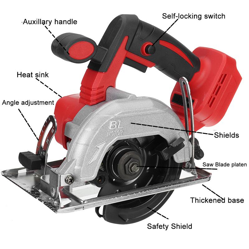 1200W 3600RPM Electric Circular Saw Plunge Cut Track Cutting Wood Metal Tile Cutter Electric Saw Power Tool for 18V Battery 150mm