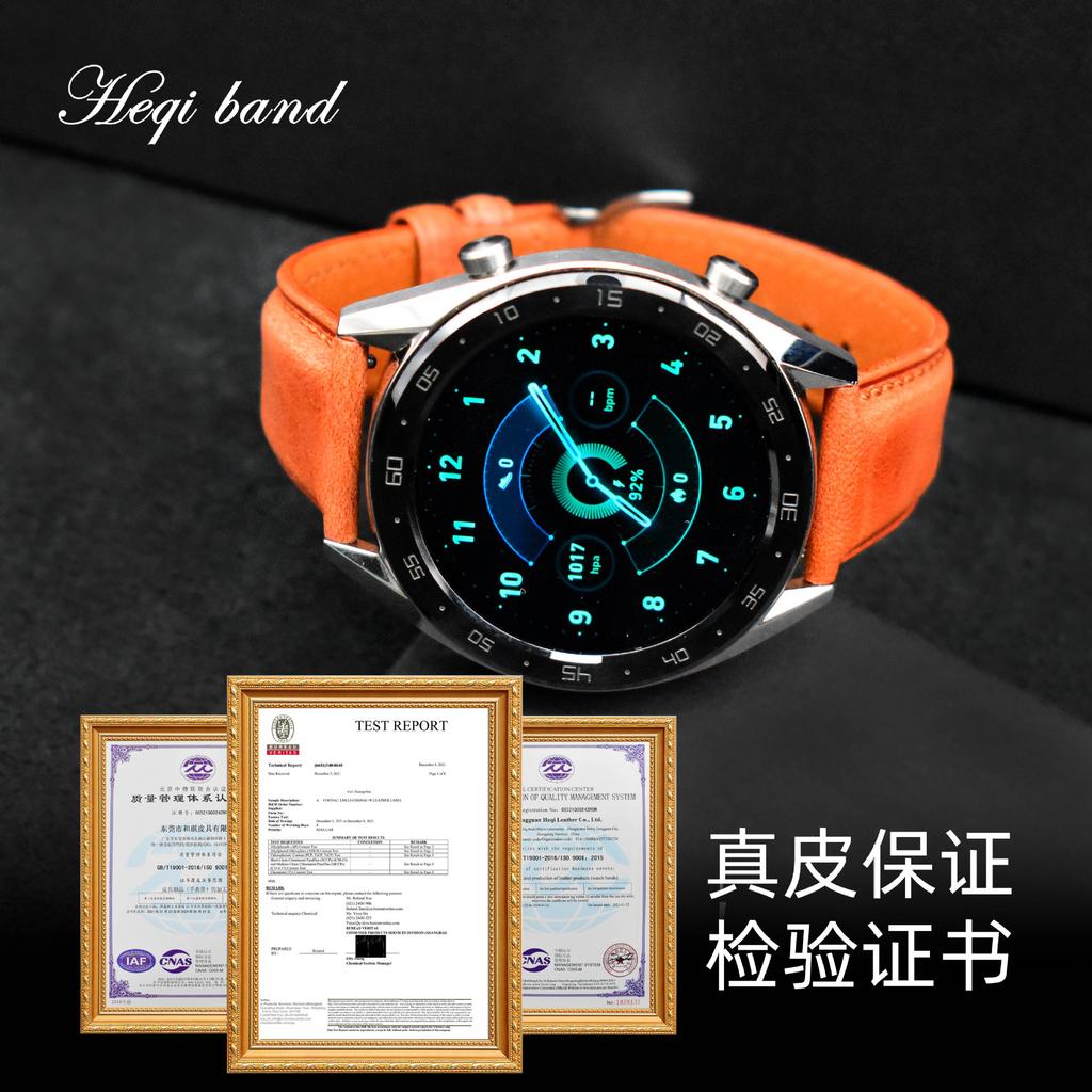 Applicable To Samsung Huawei Genuine Leather Strap For Men And Women, Quick Release Raw Ear 2022Mm Oil Wax First Layer Cowhide Strap Leather