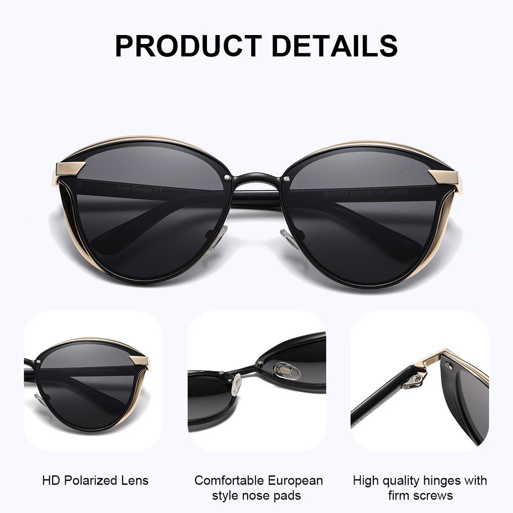 BARCUR Luxury Brand Delicate Fantasy Rimless Cat Eye Polarized Sunglasses Casual Party Vacation Travel UVA*B Women Sunglasses