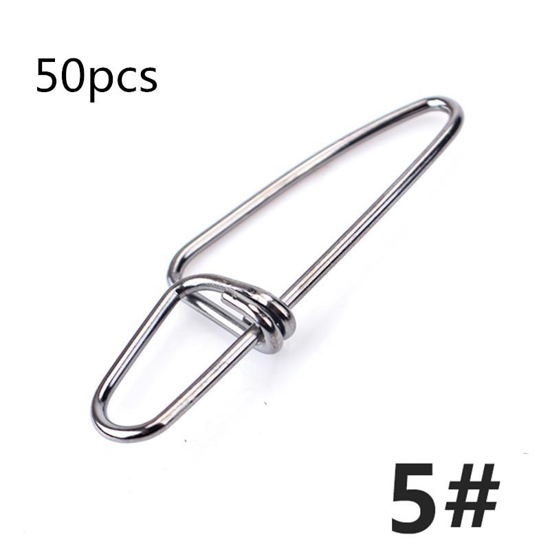 Steel Pieces Fishing Stainless 50 Snap Quick Lock Clip Safety Connector Accessories Lure Tackle Hook Clip