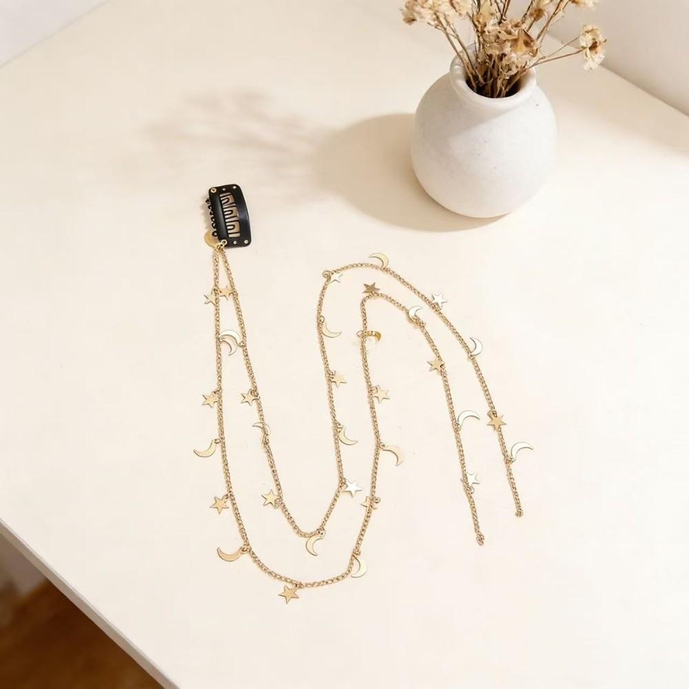 Moon Star Braided Hair Chain Boho Headpiece Trendy Hair Accessory Girls