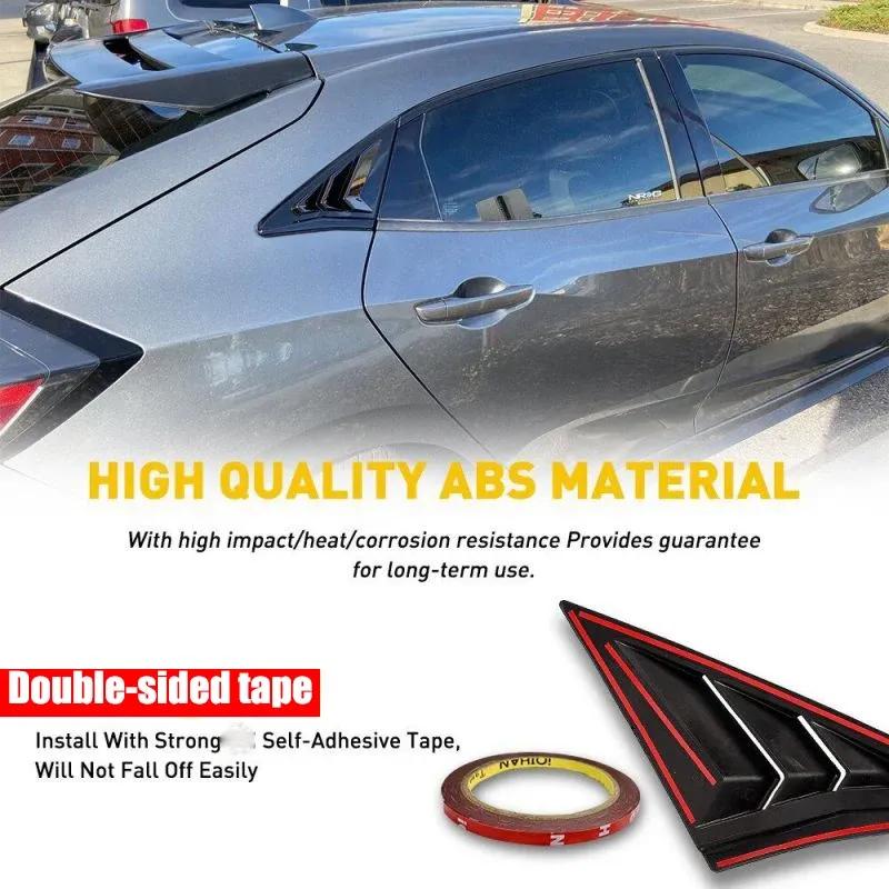 For Honda Civic 10th 2016- Hatchback ABS Plastic Rear Window Quarter Louver Cover Side Vent Trim Car Adhesive Accessories