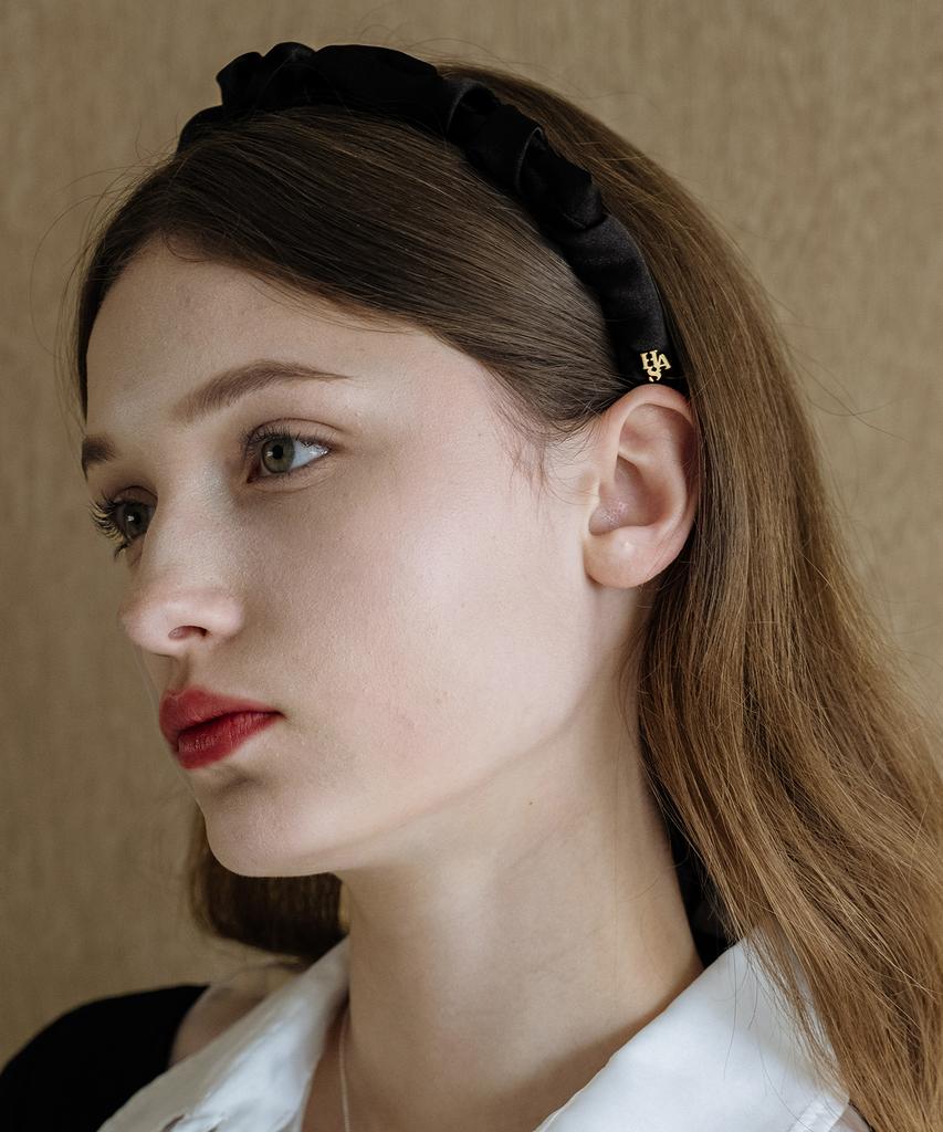 Has En001 Shirring Satin Slim Hairband (2Colors)