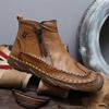 TUINANLE Hand-stitching Leather Men Boots Casual Leather Shoes Men Ankle Boots Zipper Shoes