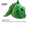 Breathable Pet Accessory for Photos Cute Dinosaur Hat Cats, Soft Plush Funny Cat Headwear Functional Grooming with Shark Design, Novelty Green Costume