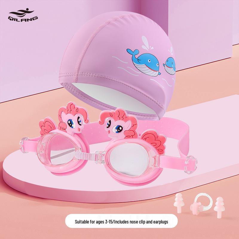 Kids' Cartoon Swim Cap with Waterproof Ear Protection & High Elasticity - Comfortable PU Cap for Boys & Girls, Customizable Logo Available.