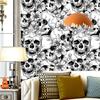 Halloween White Skull Self-adhesive Wallpaper PVC Holiday Party Home Decoration Building Materials Background Wall Wallpaper