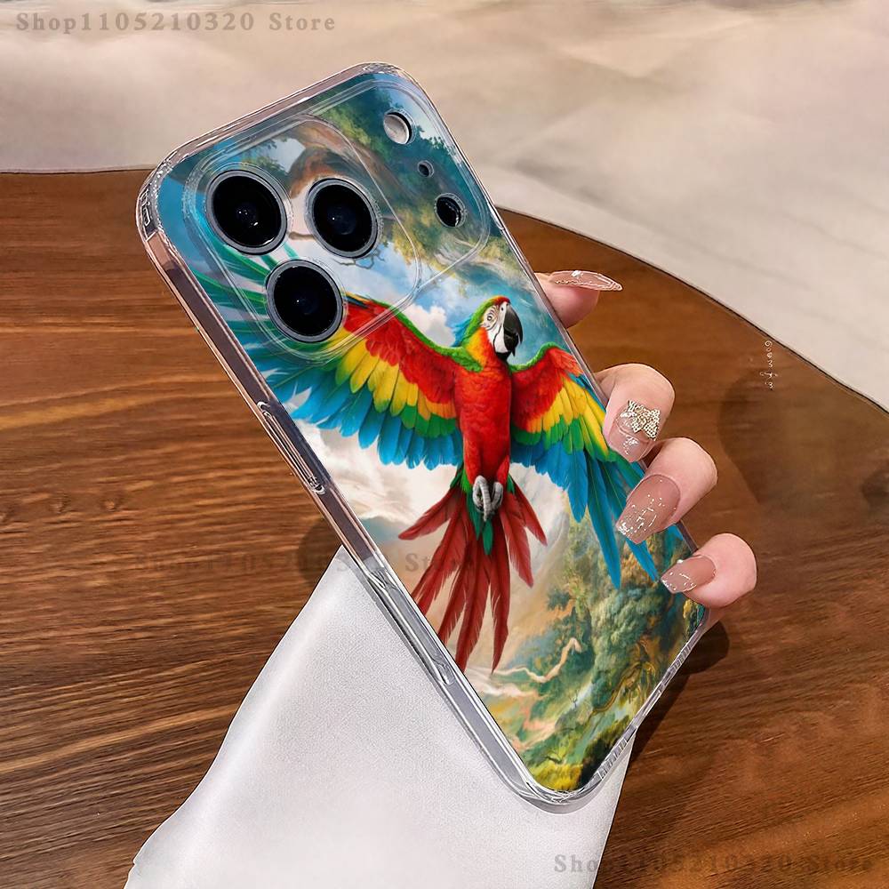 Birds Animal Parrot Phone Case For iPhone 17,16,15,14,13,12,11 Pro,Max,Plus,XR,Mini,E Clear Full-coverage Soft Cover