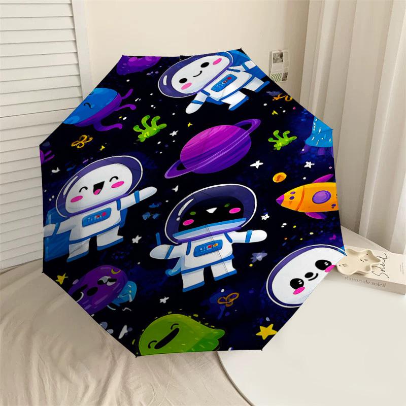 

1PC space explorer space creature Umbrella-8-Rib Reinforced Portable Folding Travel Suitable for All Seasons Outdoor Daily Use-J398