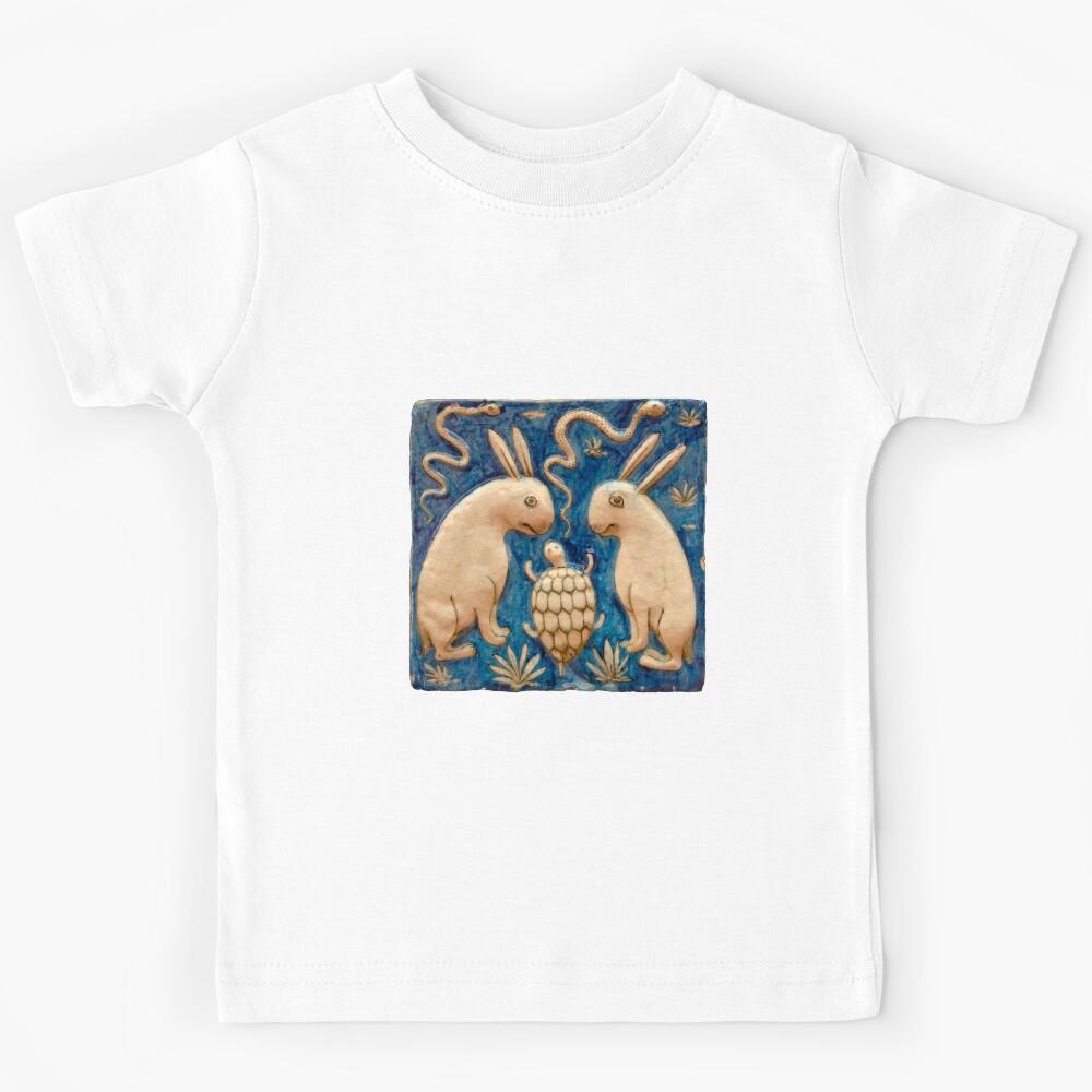 Medieval white rabbits turtle snakes animal creature Playing Music - Middle Ages Art Kids T-Shirt 120