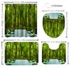 1/4 Forest Creek Shower Curtains, Toilet Seat Decoration, Shower Curtain With Carpet And Toilet Lid, 12 70.8X70.8 Inch Hooks