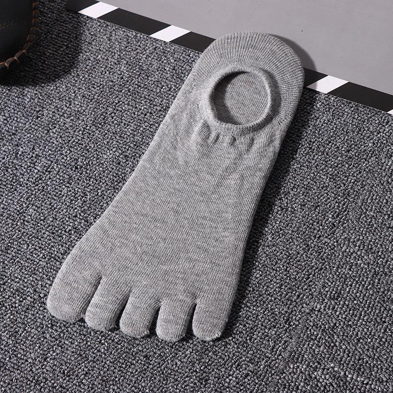 5 Pairs Spring Summer Casual Ankle Socks with Fingers Men's Breathable Sport Running Solid Black White Invisible Split Toe Socks