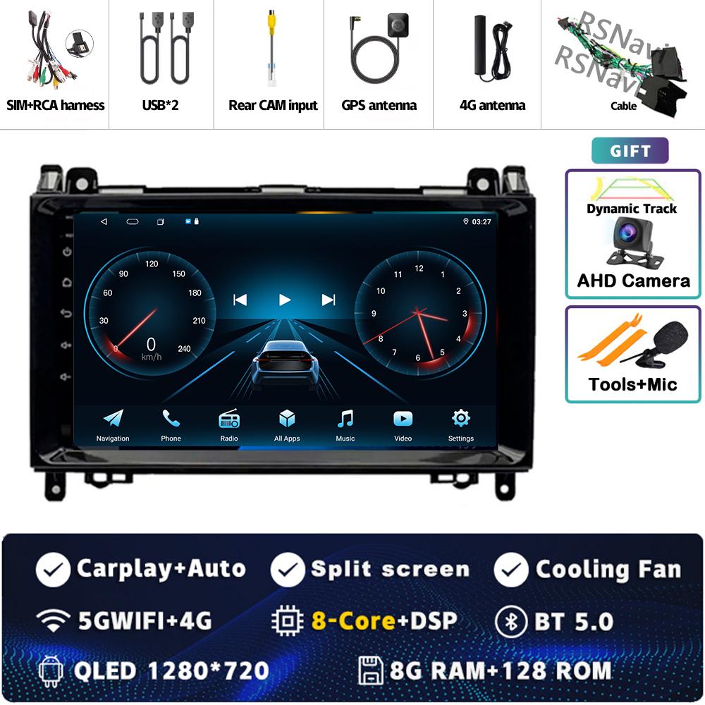 Android 14 Carplay Car Radio For Mercedes Benz B200 W169 W245 Viano Vito W639 Sprinter W906 Multimedia Video Player  GPS Stereo
