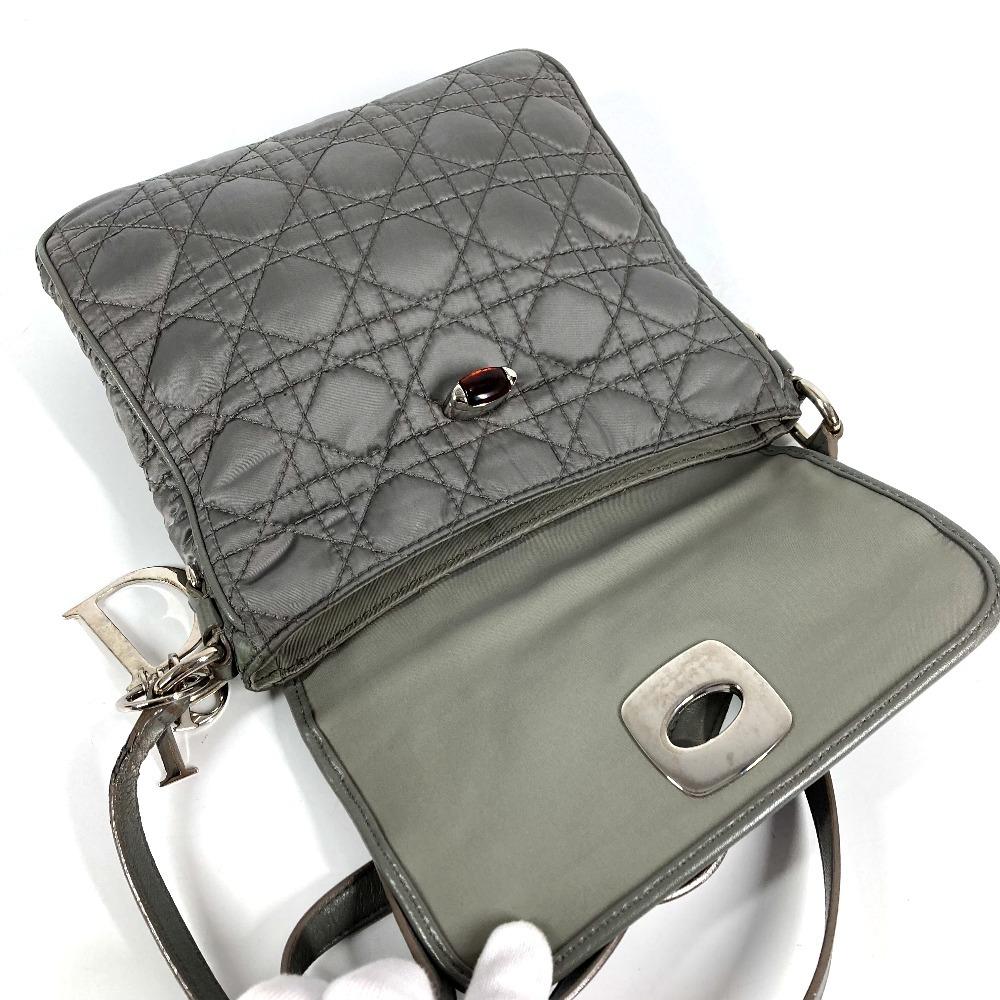 Dior Logo Cannage Quilted Crossbody Pochette Flap Shoulder Bag Gray Based