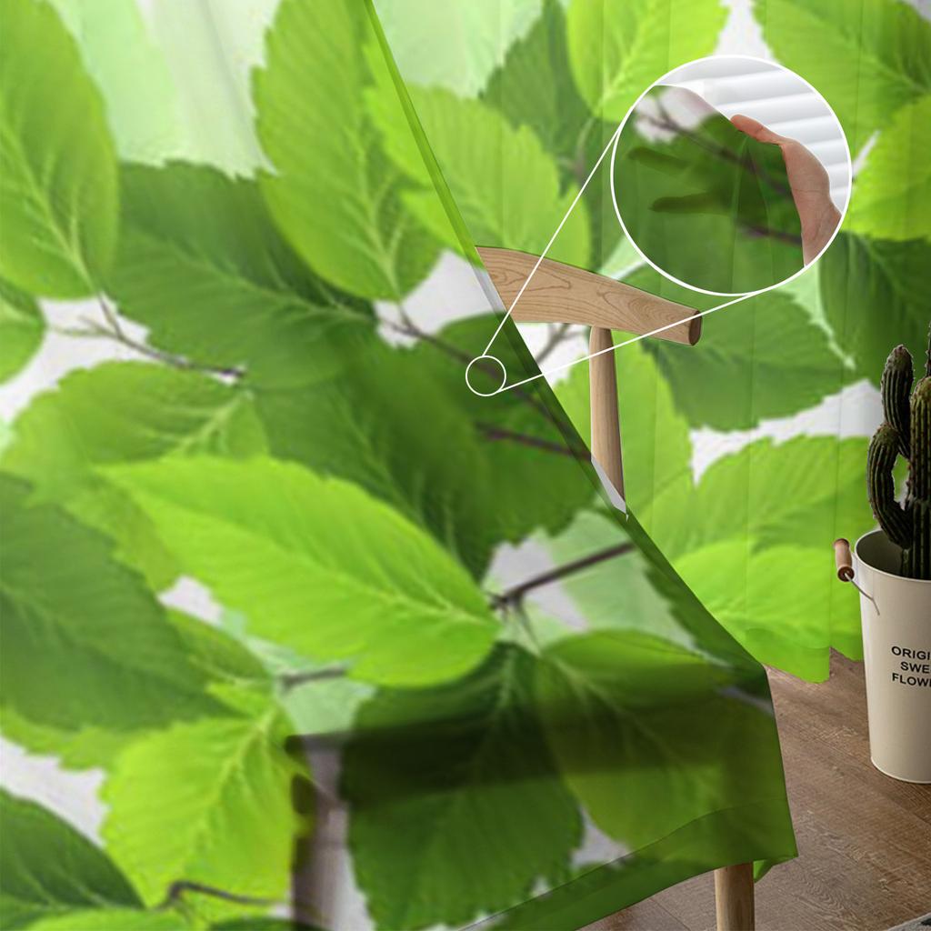Branch Green Leaves Sheer Curtains for Living Room Transparent Tulle Window Treatments Bedroom Kitchen Home Decor Veil Drapes