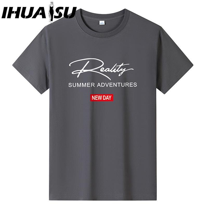 IHUASU Cotton Short Sleeve T-shirt Men's Fashion Loose Half Sleeve Shirt Printed Compassionate Shirt
