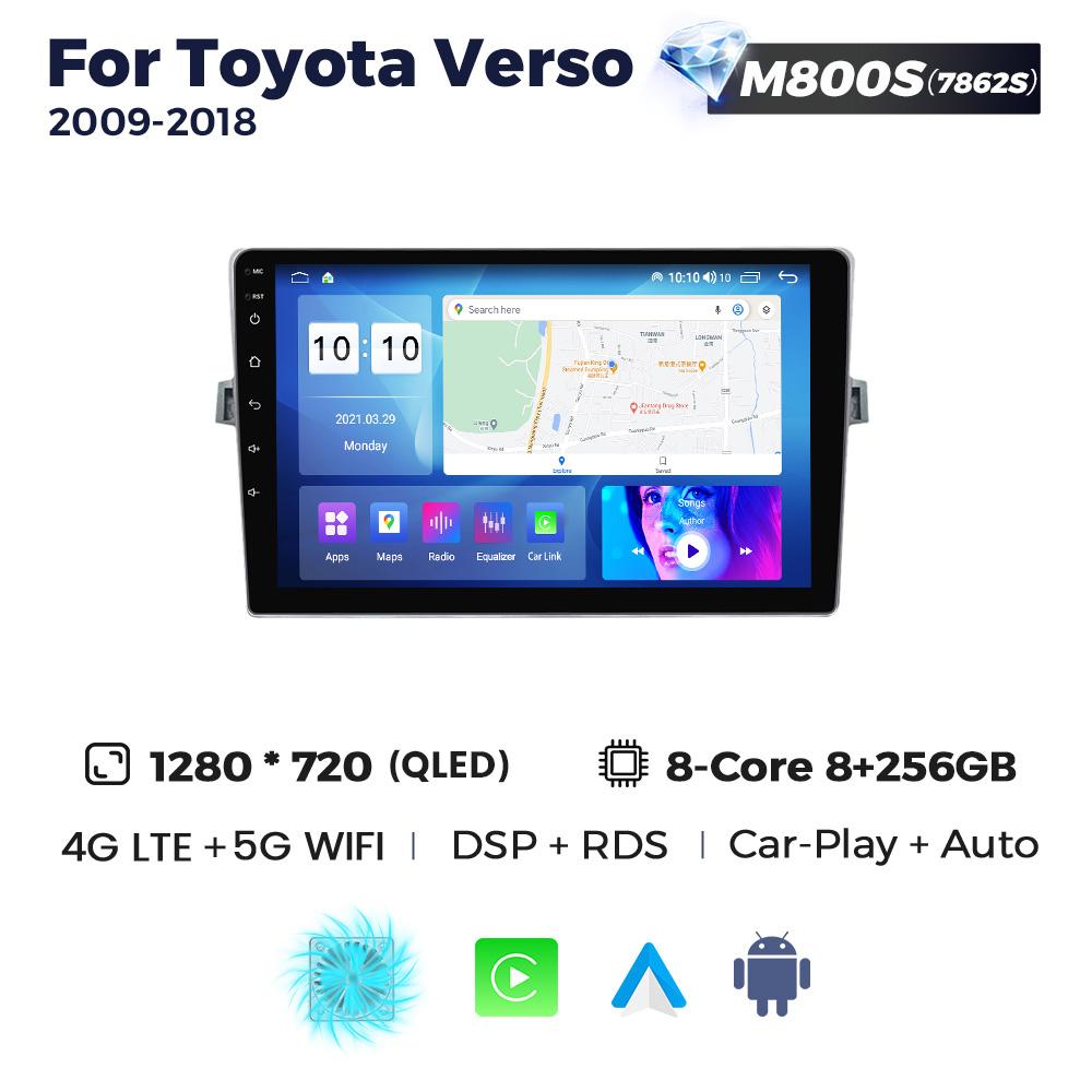 8+256G Car Radio Android Multimedia Player For Toyota Verso 2009-2018 GPS BT Audio Stereo Car Intelligent Systems 4G LTE+5G WIFI