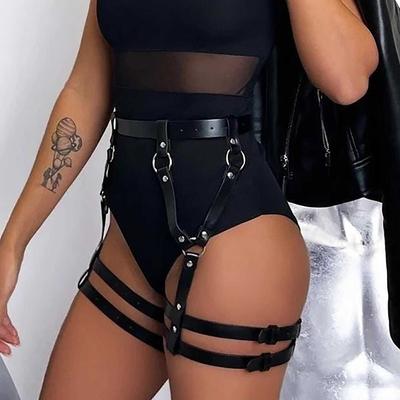Leather Thigh Garter Belt Leg Harness Sexy Leg Harness Leather Leather Restraints Leather Thigh Garter Belt Leg Harness