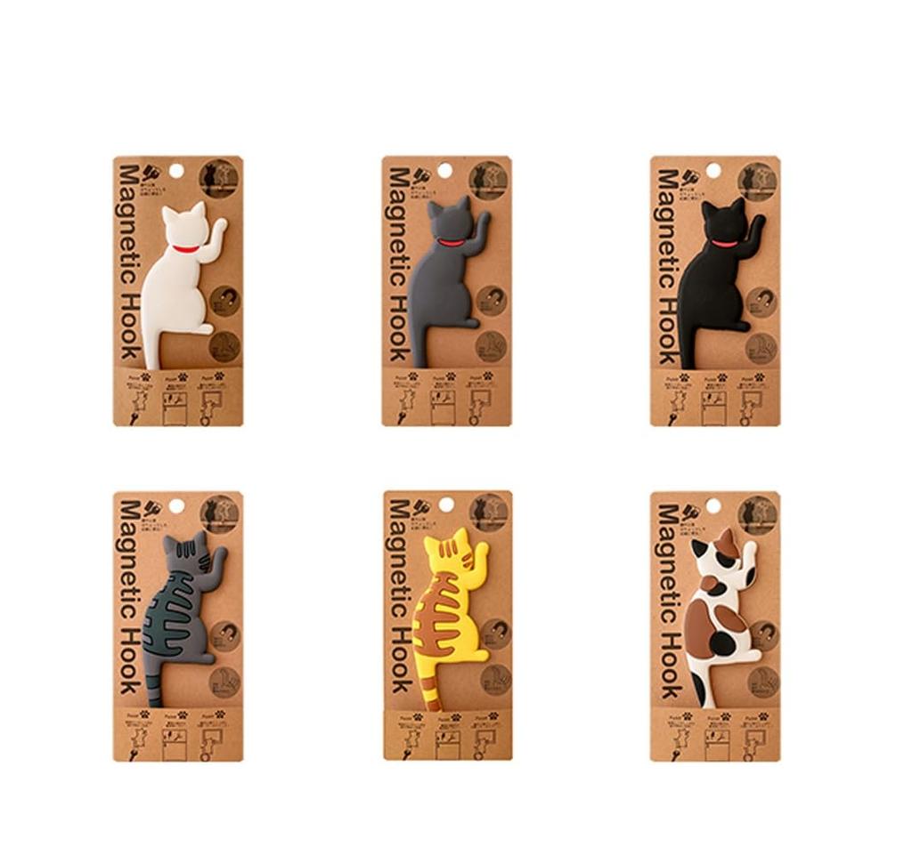 WOVTE Magnetic Cat Tail Set of 3D Cat Decorative Magnetic Strong Cute Cat Room Wall Entryway Small Item Bulletin Refrigerator Hooks, Hooks, 7, Hooks,