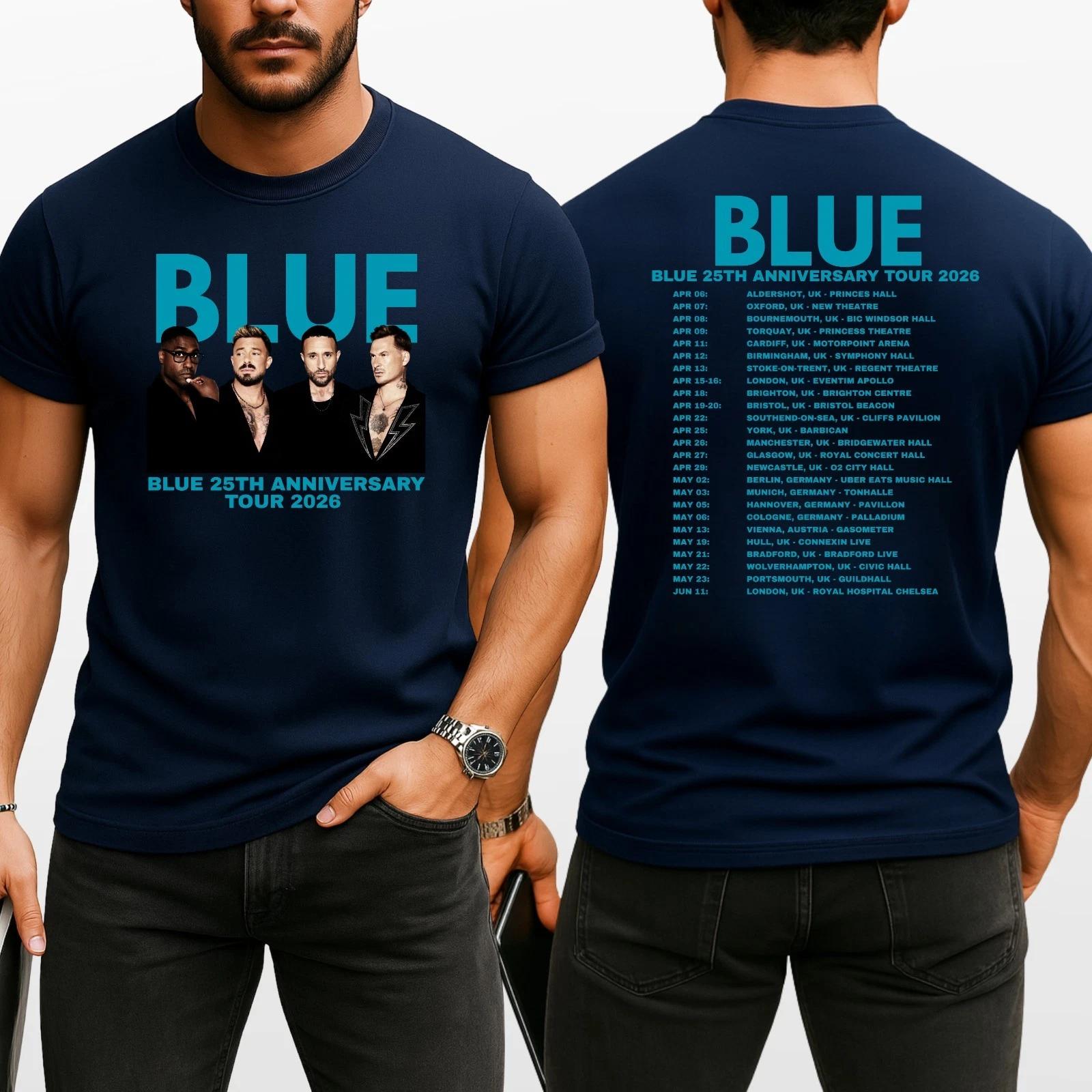 Blue 25th Anniversary Tour 2026 Unisex T Shirt - UK Pop Band Music Retro Top XXXL