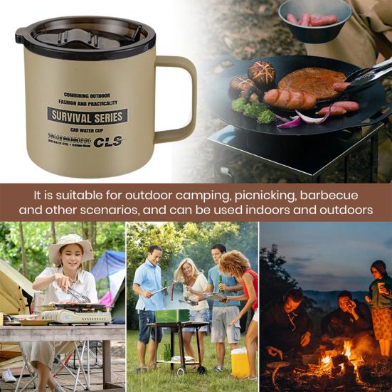 350ml kempingový hrnek s víčkem Potravinářský hrnek bez BPA Ultra lehký nerezový hrnek na vodu Outdoor Travel Camping nádobí