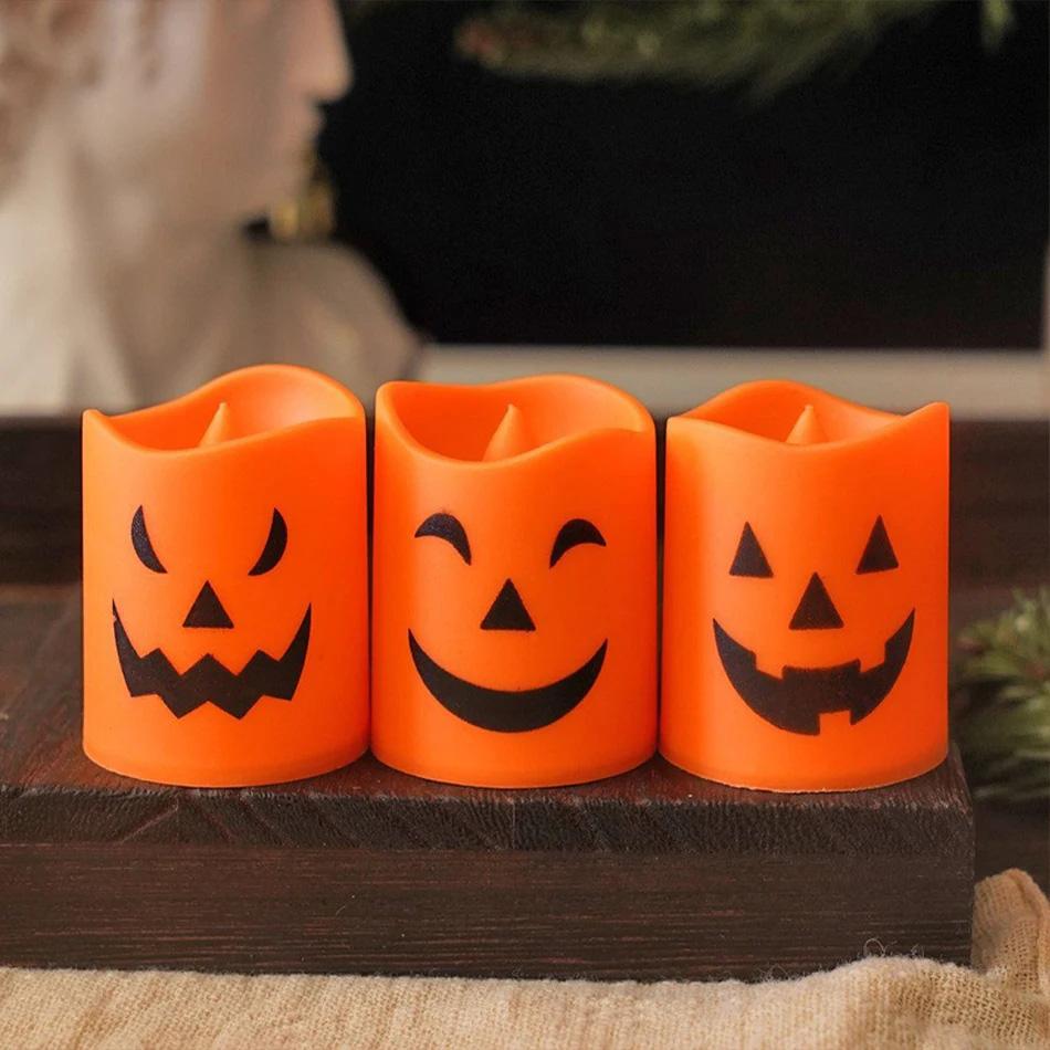 LED Pumpkin Lantern Halloween Ghost Face Christmas Gift Festival Party Atmosphere Light Glow-in-the-dark Decor Light Ornaments