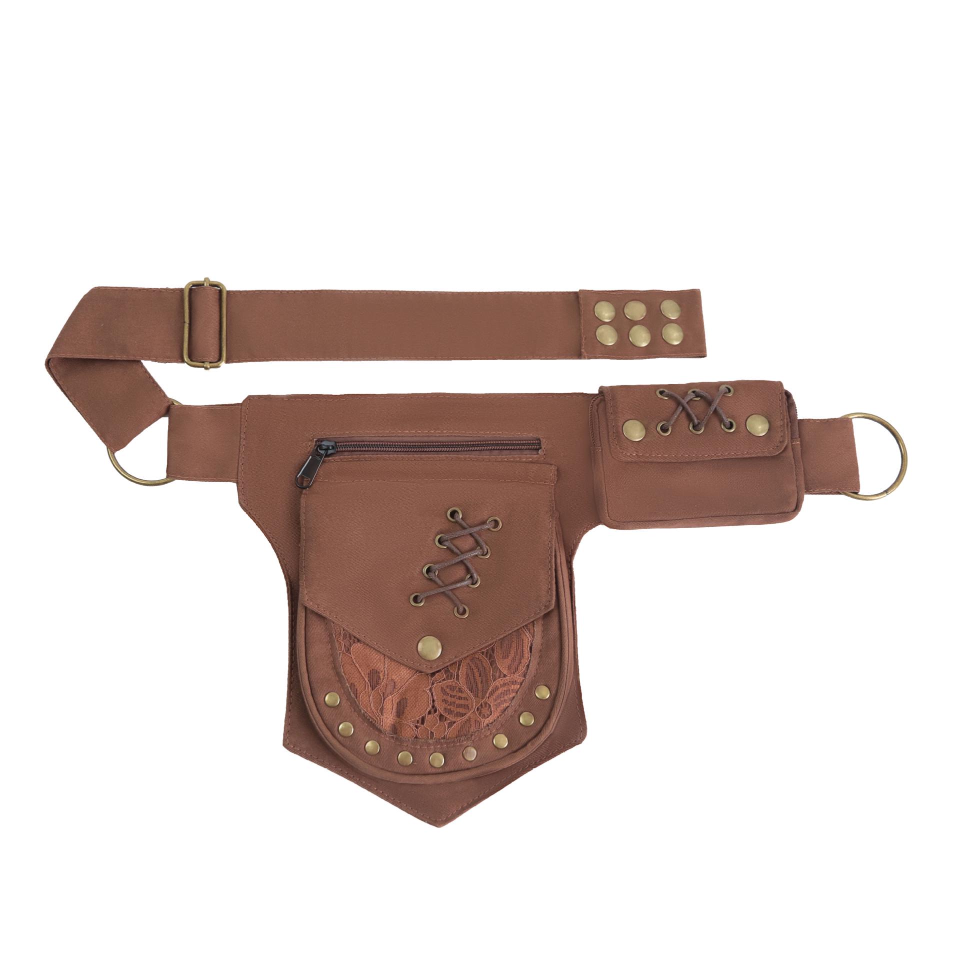 

Unisex Retro Rivet Waist & Leg Bag - Multi-functional, Durable Crossbody for Outdoor Sports коричневий
