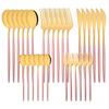 30Pcs Pink Silver Dinnerware Set Stainless Steel Steak Knife Fork Coffee Spoon Flatware Dishwasher Safe Kitchen Tableware Set