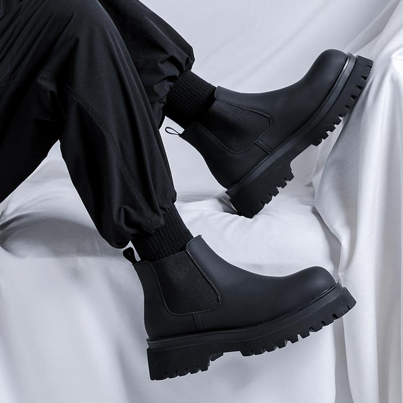 Brand Men's Genuine Leather Short Boots Thick Sole Durable Sole Men's Outdoor Casual Boots Versatile Winter Business Boots
