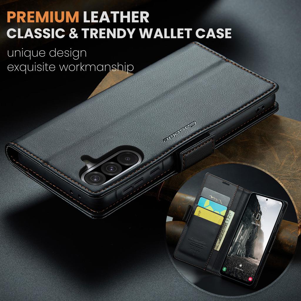 For Samsung Galaxy A36 5G Leather Case CASEME 023 RFID Blocking 3 Card Slot Mobile Cover