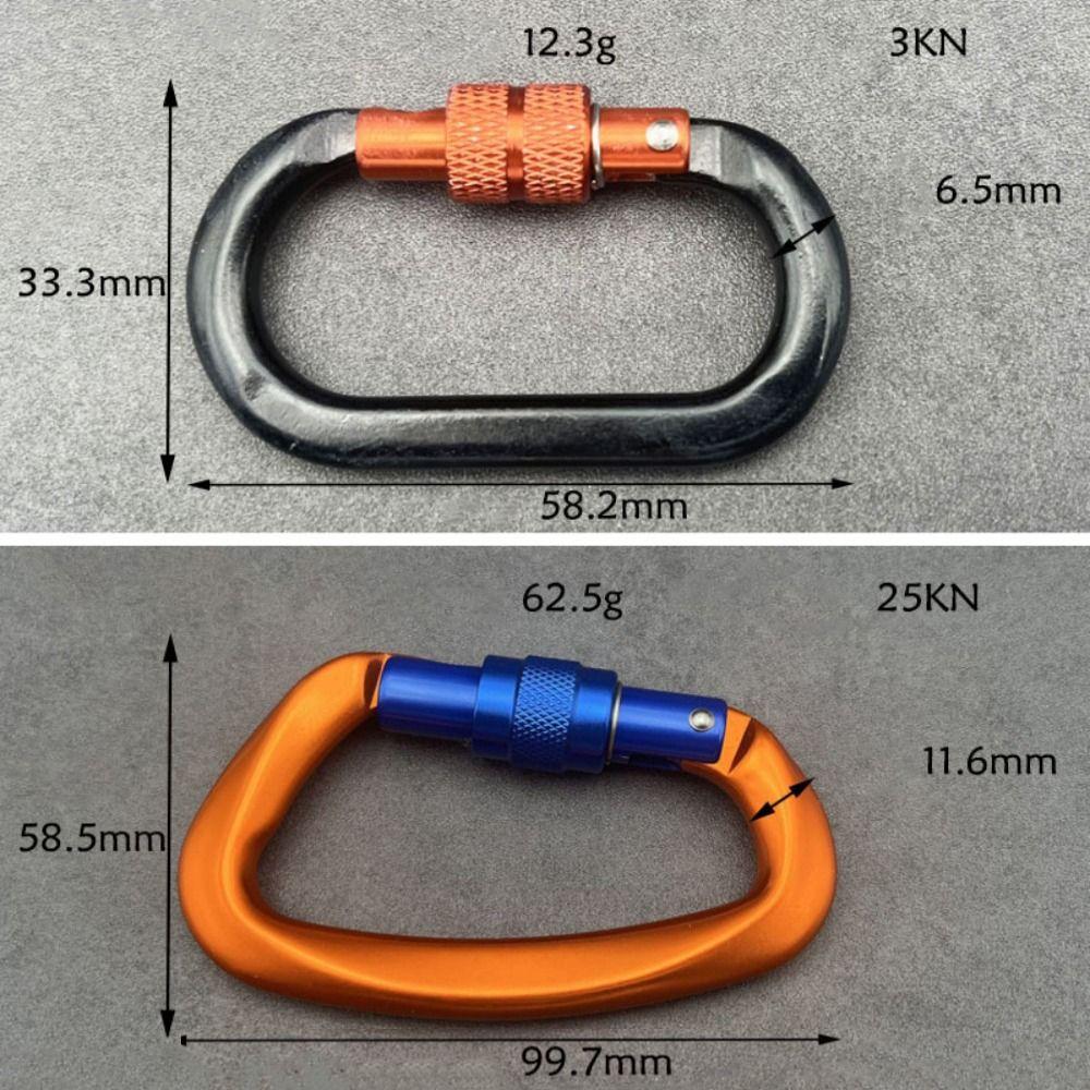 Aluminum D Shape Key Hooks 3 Colors Outdoor Ascend Tool  Mountaineering Protective Equipment