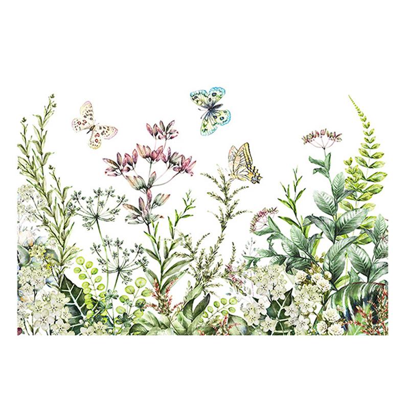 Zielona Roślina Kwiat Motyl Naklejka Ścienna Naklejka Łazienkowa Toaletowa Wc Samoprzylepny Mural Upiększyć Dekoracja Domu Kalkomanie