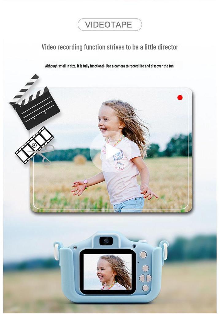 Kids' HD Dual Lens Camera: Educational Photo & Video Toy with Cute Cartoon Design
