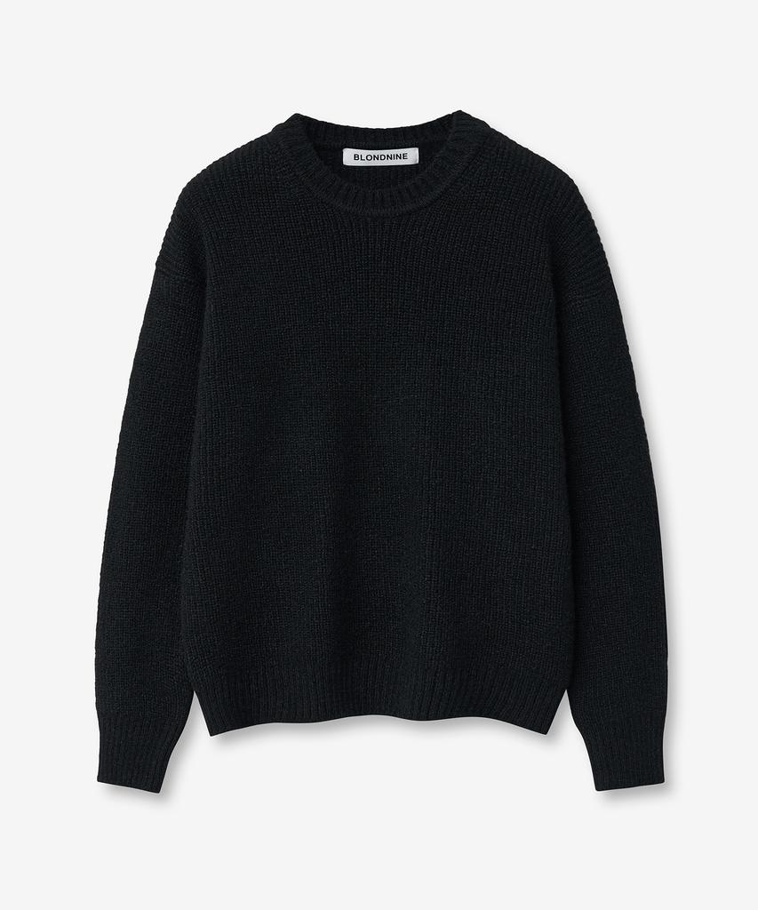 BLOND9 Grace Wool Rib Knit Sweater_Black