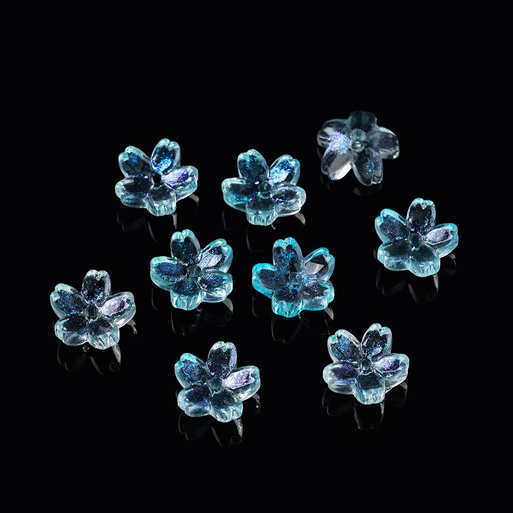 20 Stück/Los Bunte Sakura-Blüten-Lampwork-Perlenkappen Glas-Abstandshalterperlen für Schmuckherstellung DIY Haarnadelzubehör