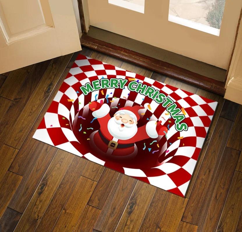 Halloween 3D Illusion Clown Doormat Clown Drain Doormat, Home Christmas Decoration Horror Movie Clown Carpet Decoration 40x60cm
