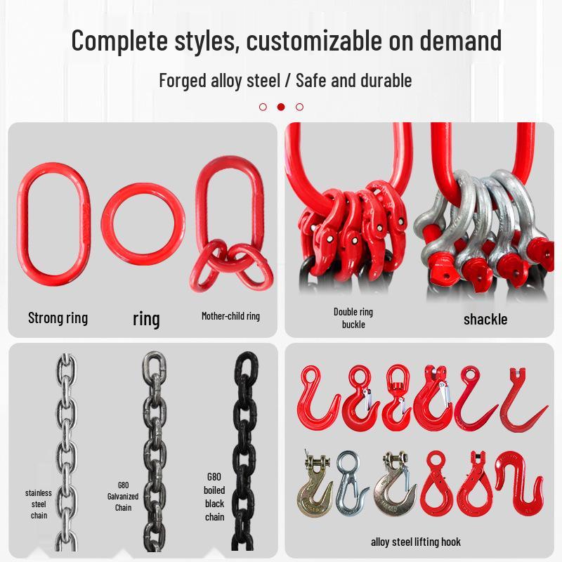 Single-Leg Double Hook G80 Manganese Steel Chain Sling Set