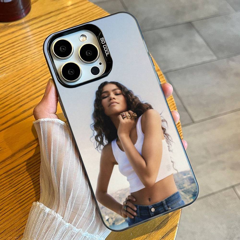 Z-Zendaya Euphoria Druck Handyhülle Für iPhone 16 17 15 14 12 13 Pro Max Schwarz Candy Matt Stoßfeste Hülle