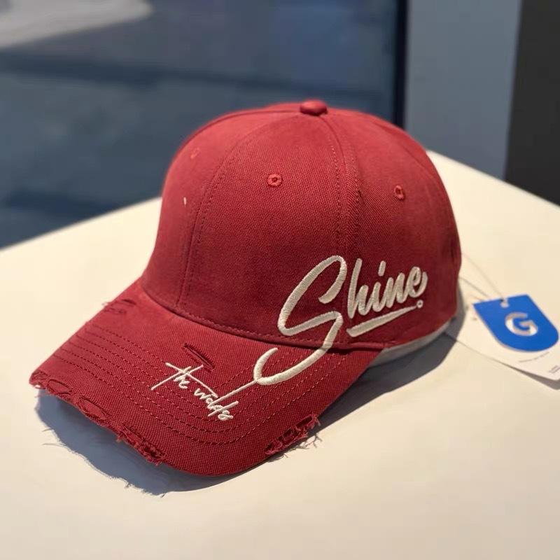 American Hole Letter Embroidery Big Head Circumference Baseball Cap Children's New Wide-brimmed Face Small Versatile Sun Hat