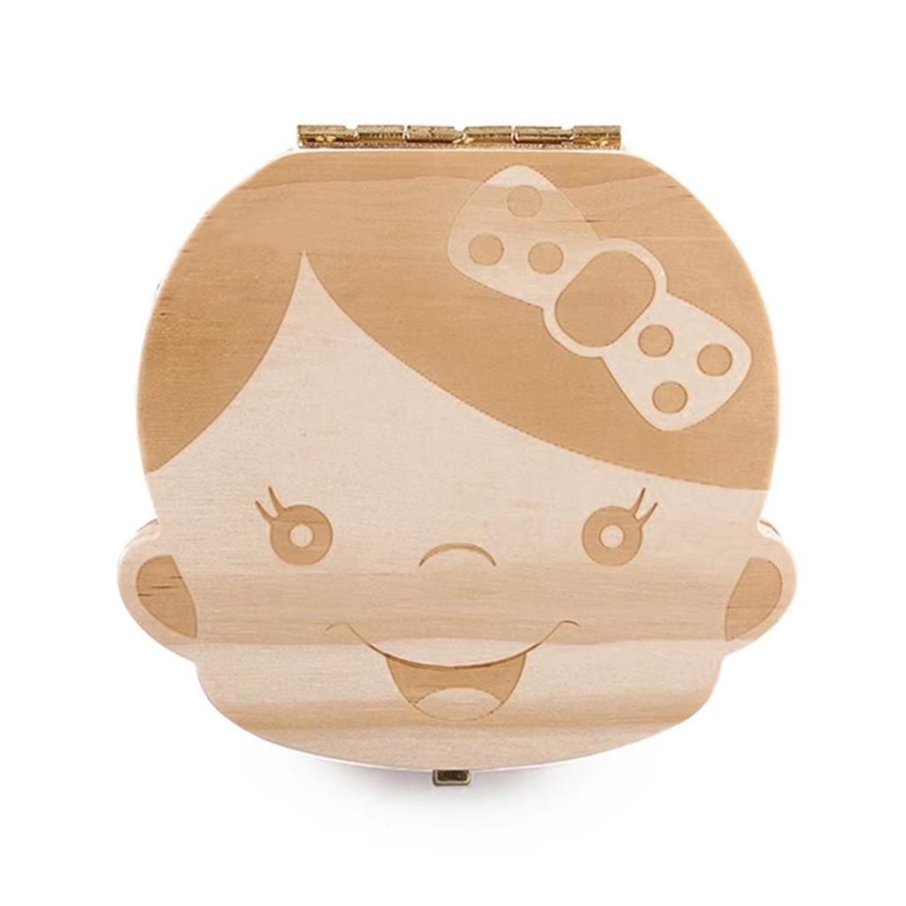 Teeth Baby Box Spanish English Wooden Lanugo Box Kid Teeth Storage Organizer Children Souvenirs Gifts For Boy Girl French German