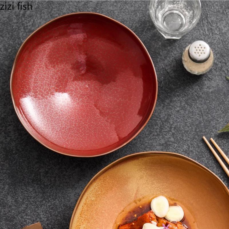 Irregular Ceramics Dining Plate Fruit Plate Salad Bowl Sushi Plates Western Steak Plates Sting Disc Dim Sum Dish Dessert Bowl