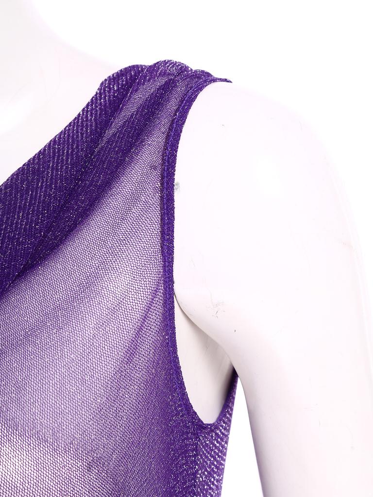 Women Glittery Draped Neck Sleeveless Dance Dress See Through Asymmetrical Hem Performance Gown