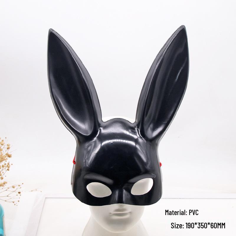 Hot-Selling Flexible Black PVC Rabbit Mask - One Size for Halloween